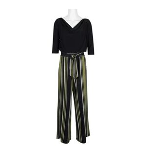Emma and Michele Cowl Neck Jumpsuit Black Wide Leg 3/4 Sleeve NWOT Stretch